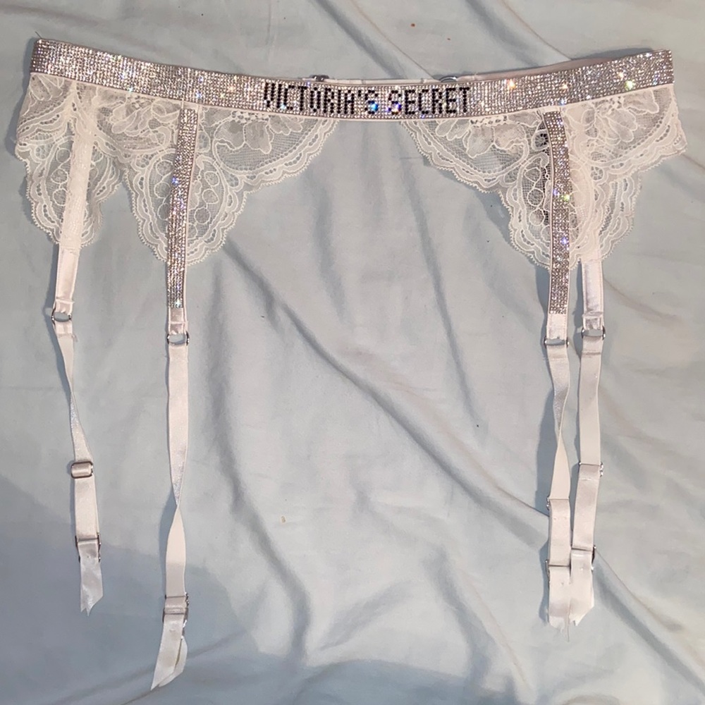 Victoria’s Secret white sparkly very sexy collection garter belt